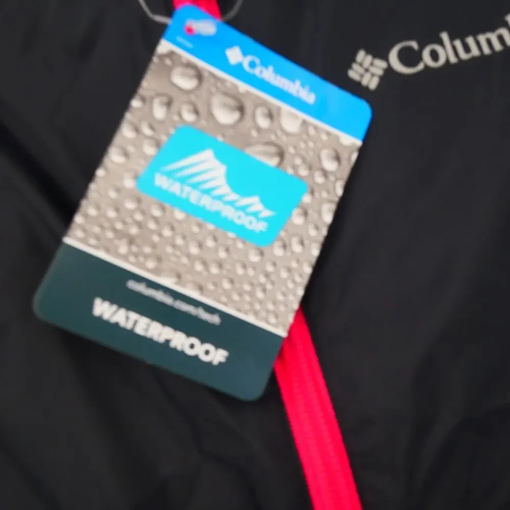 NEW Columbia Girl's 10/12 Switchback II Lightweight Rain Jacket Black Pink